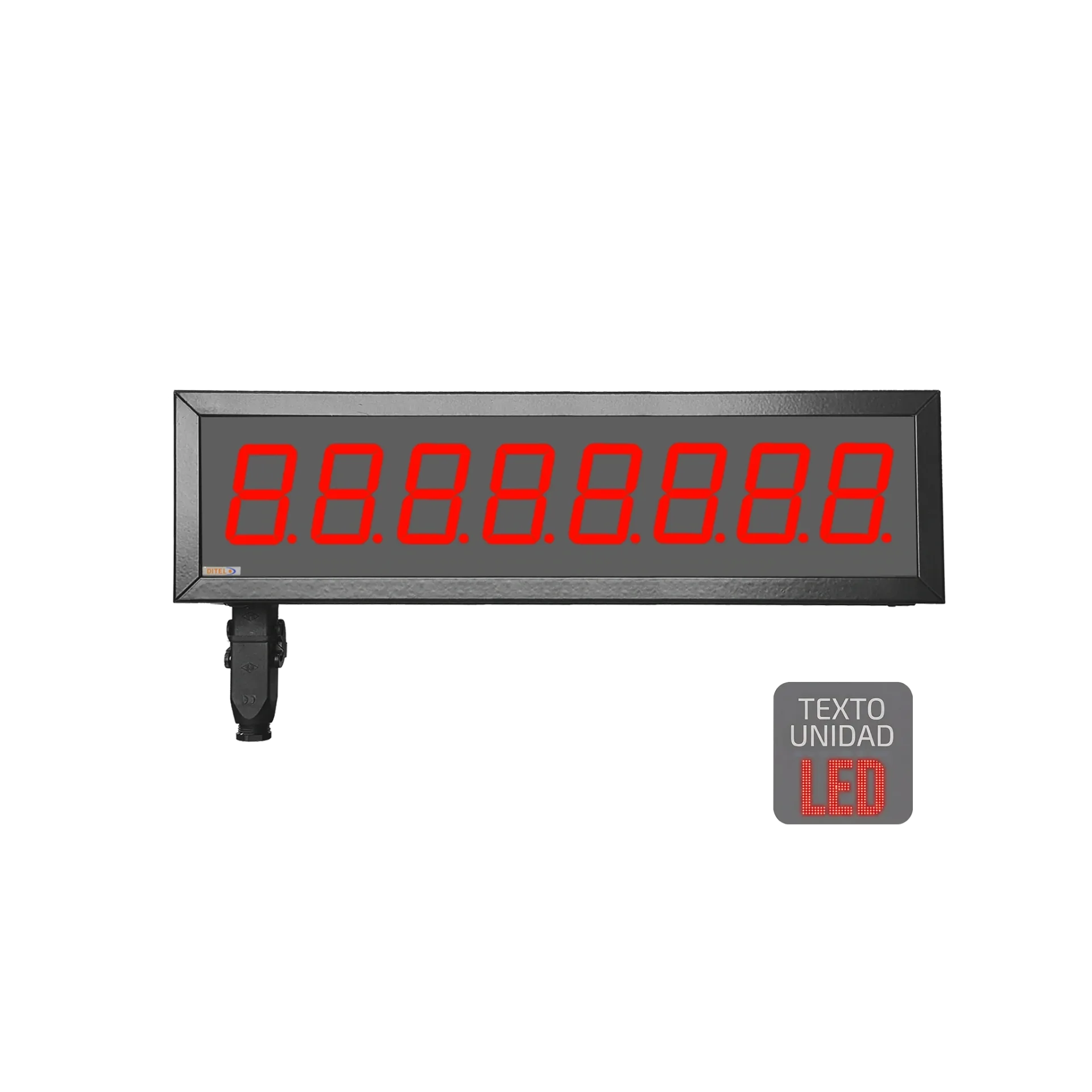 Visualizador Numerico 57mm, 8 digitos, Serie, Ethernet, Wifi +2R, Texto LED, IP65